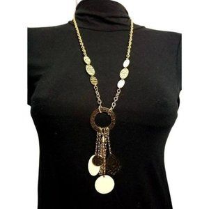 Laura Ashley Women's round hang multi teardrop pendant yellow gold chain…